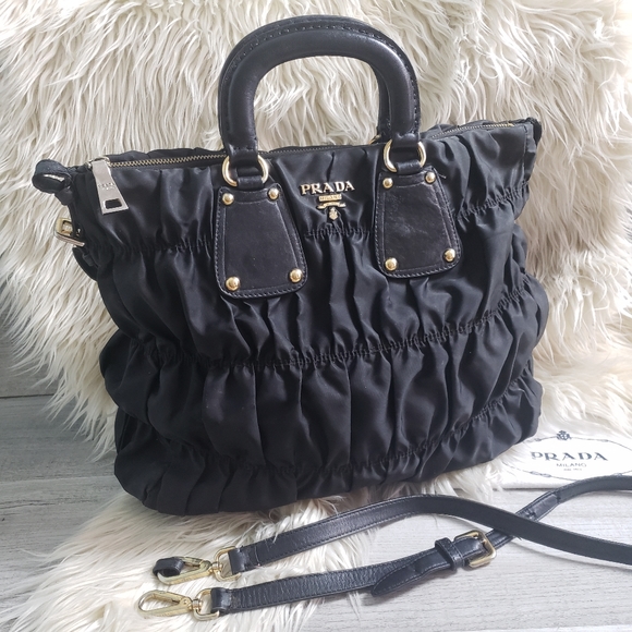 Prada Handbags - PRADA - Tessuto gaufre nylon satchel tote